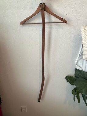 Classic Brown Leather Belt with Brass Buckle